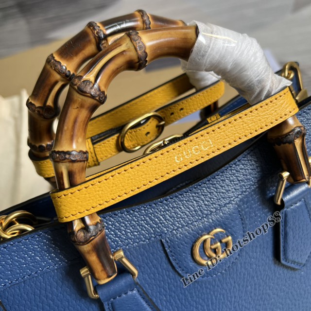 Gucci官網2022新款兩根霓虹色扣帶女包 古馳原廠皮竹節中號手提托特包702721 gqy4686